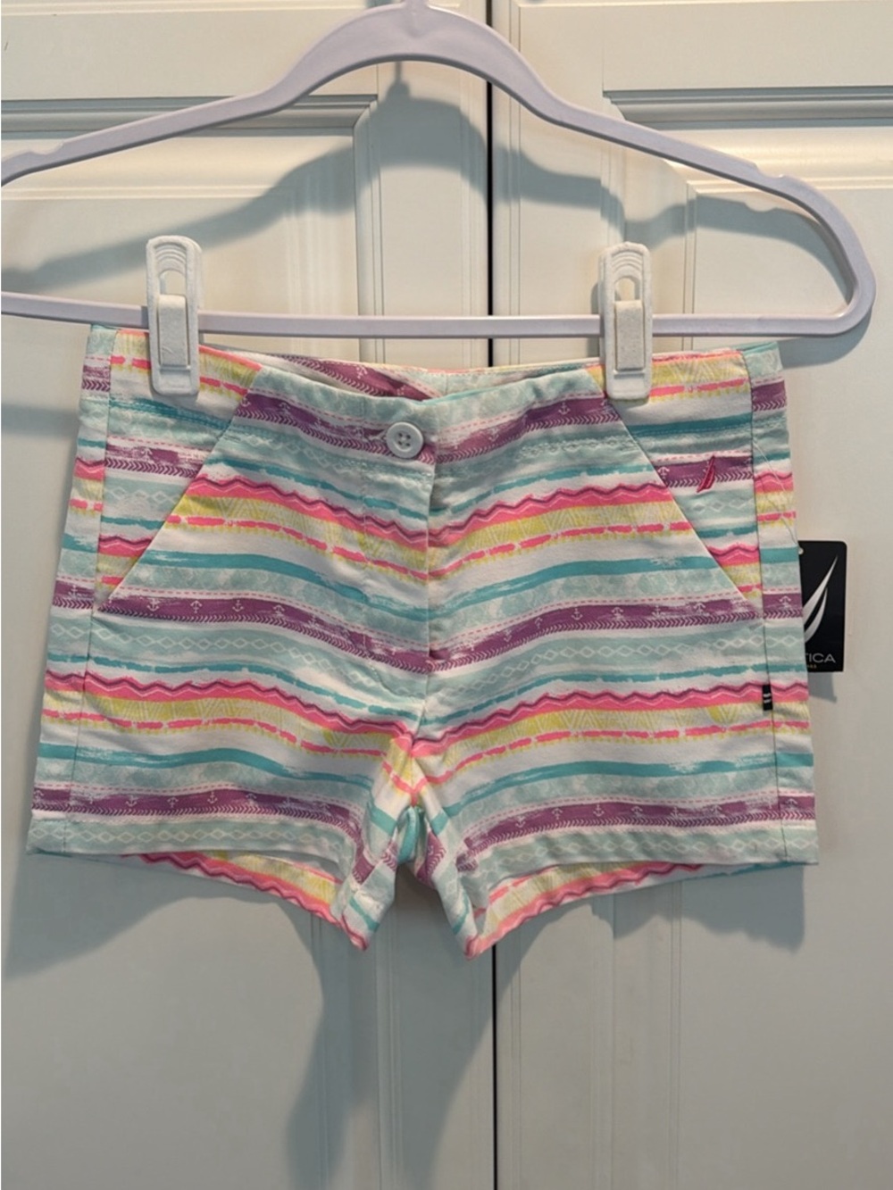 Nautica Girls' Pastel Stripe Shorts Size 12, NWT
